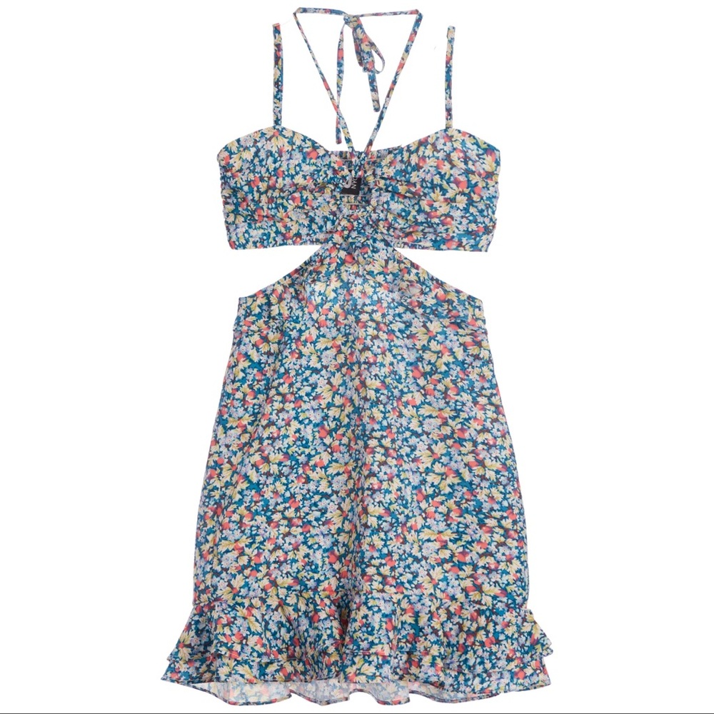 NWT KATIEJ NYC Zara Open Sides Mini Dress Floral Cutout Dress Girls Size Small S